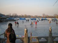 Bei Hai winter, ice skating in Beijing