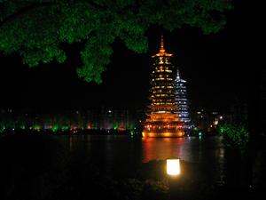 Guilin canal system, night time lighting